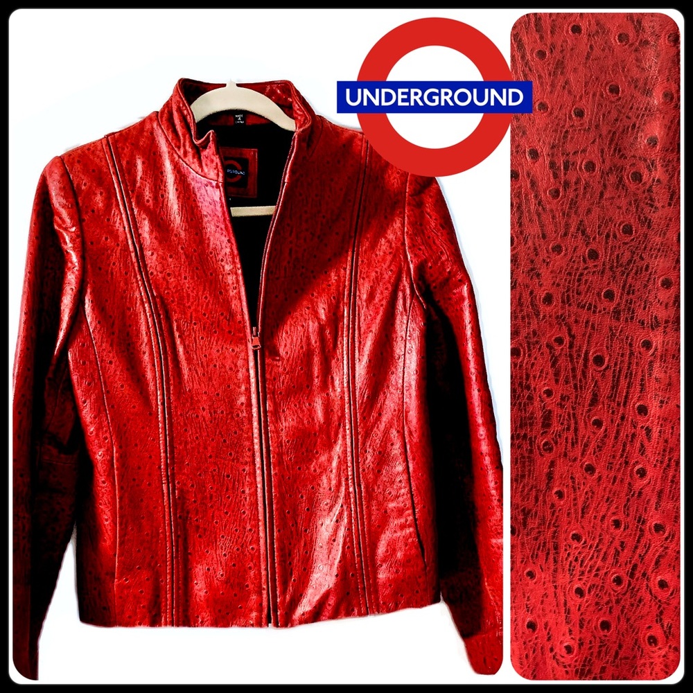 Red leather biker jacket
